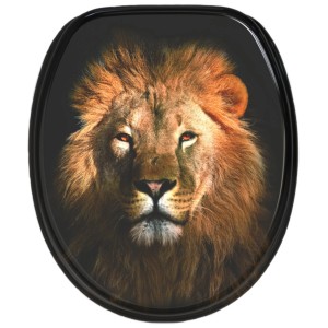 Sanilo WC-Sitz mit Löwenmotiv, Absenkautomatik, aus Holz.