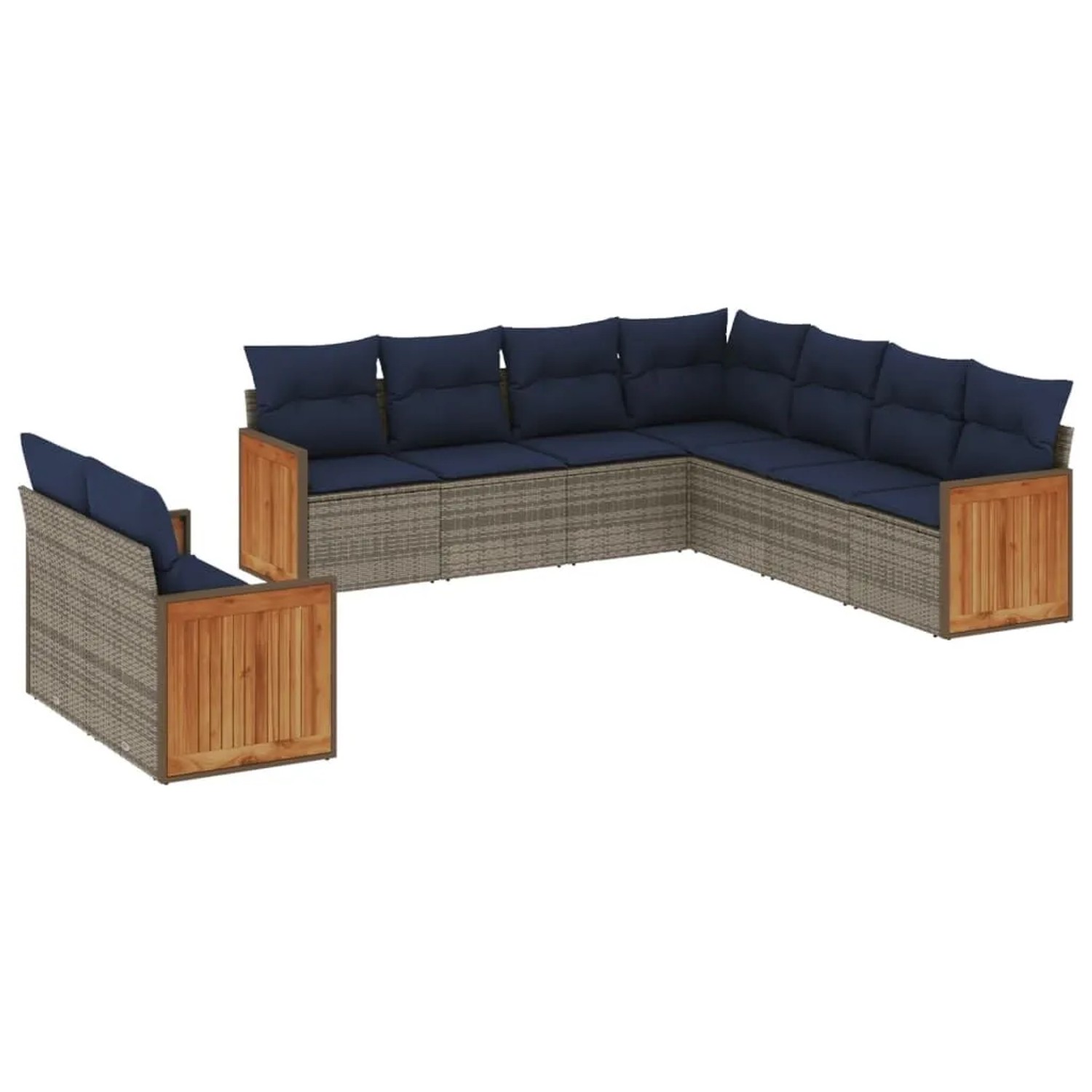 vidaXL 9-Tlg Gartensofa-Set mit Kissen Grau Polyrattan 3227783 günstig online kaufen