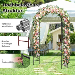 Costway Rosenbogen aus Metall, dekoriert mit Blumen, als Gartendeko oder Rankhilfe.