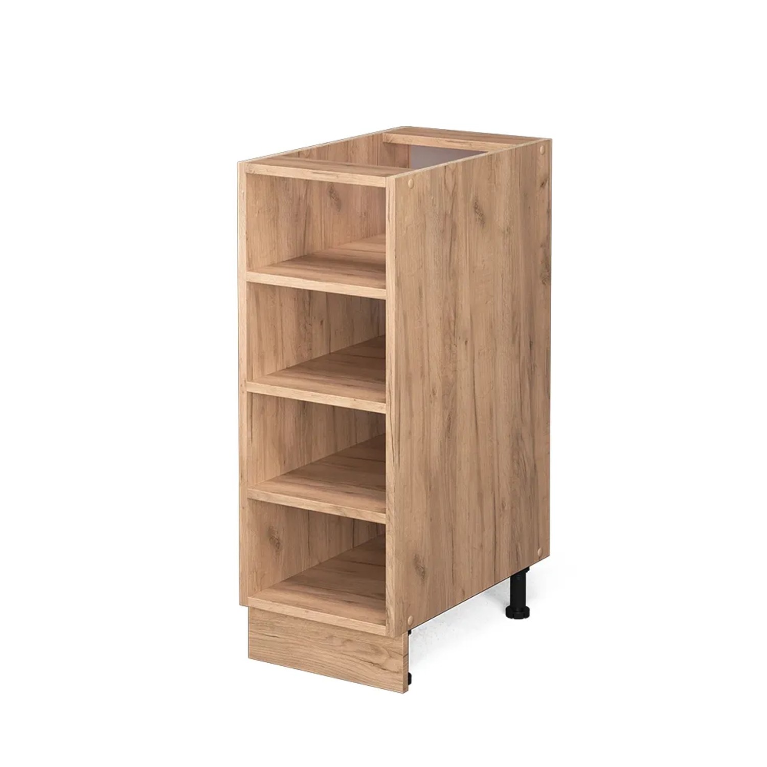 Küchenregal Fame-Line in Goldkraft Eiche, 30 cm breit, ohne Arbeitsplatte. Küchenschrank mit offenen Fächern.