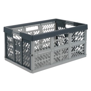 Klappbox Silber-Anthrazit, 45 l, mit Softgriffen. Praktische Aufbewahrungsbox für Ordnung im Haus.