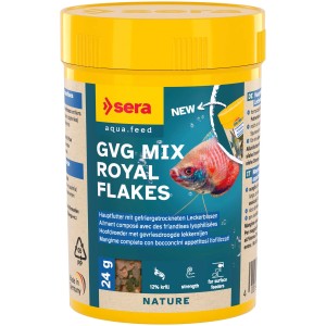 Sera Flockenfutter GVG-Mix Nature, 100ml Dose mit Flocken und Futtertieren für Zierfische.