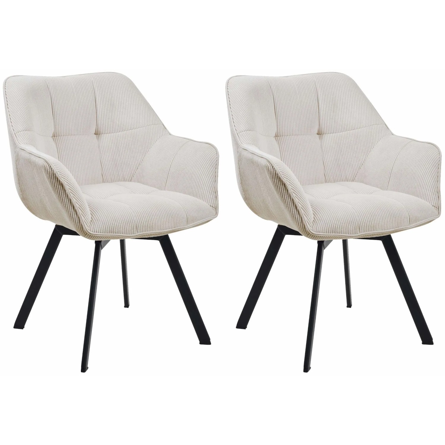 CLP 2er Set Esszimmerstuhl Jordi Cord Creme