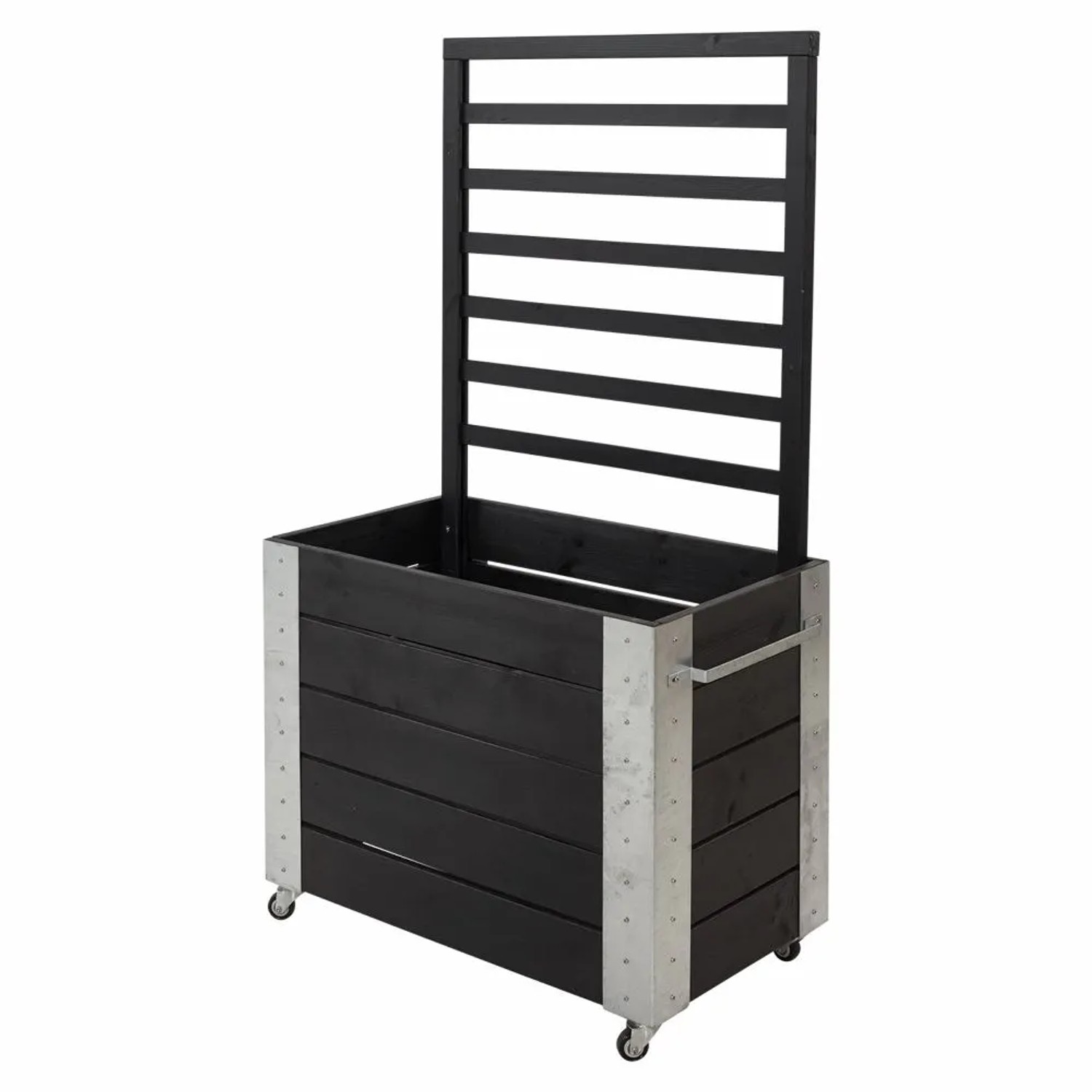 PLUS Pflanzkasten Raumteiler mit Stahlecken 87x50x155 cm - Schwarz
