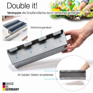 BigDean 6er Set Paletten Blumenkästen Einsatz mit Hängesystem zum Einhängen 37cm Grau Pflanzkasten für Europalette Balkonkasten Blumentopf