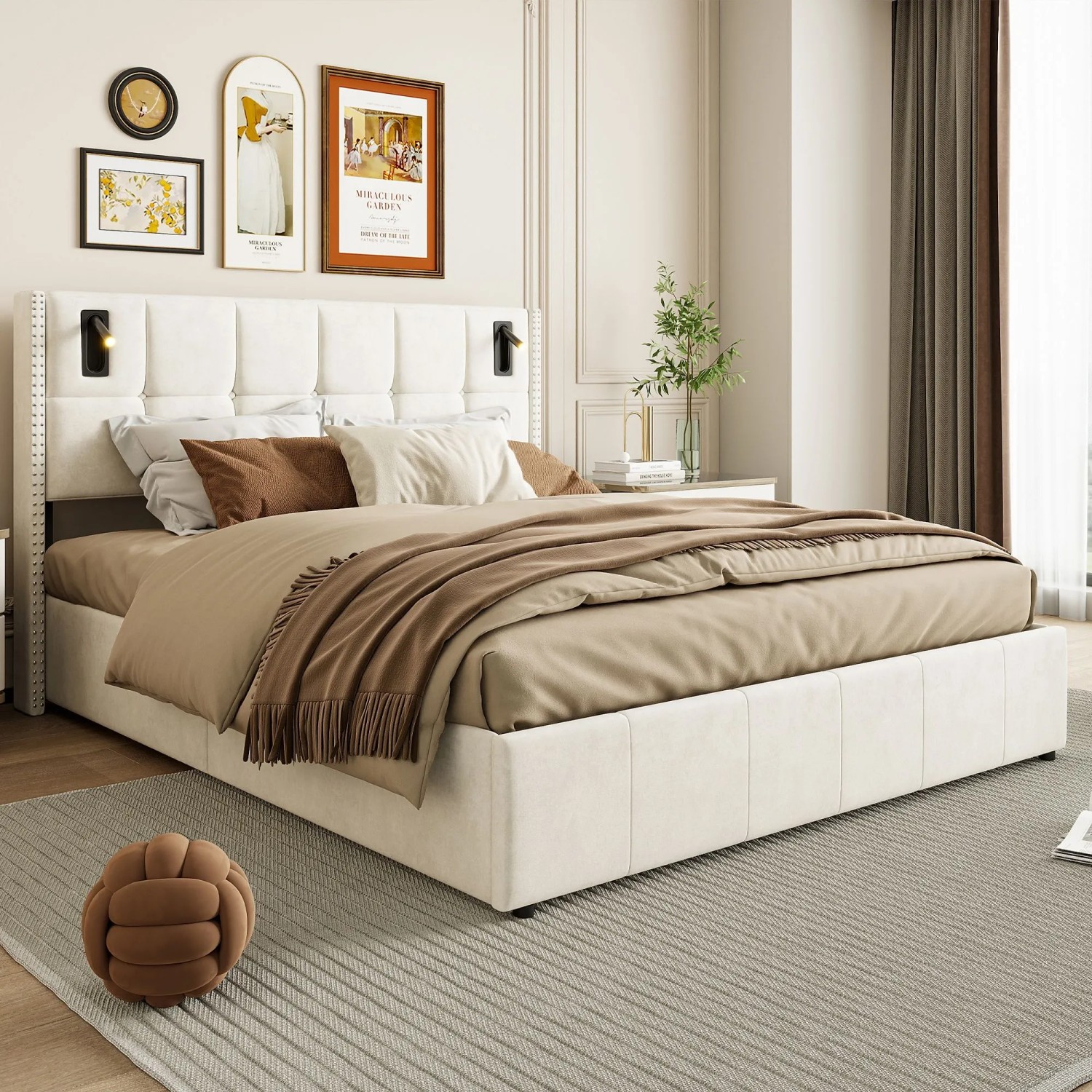 PXloue Doppelbett 160x200cm mit Stauraum&Leselampe für Erwachsene_3
