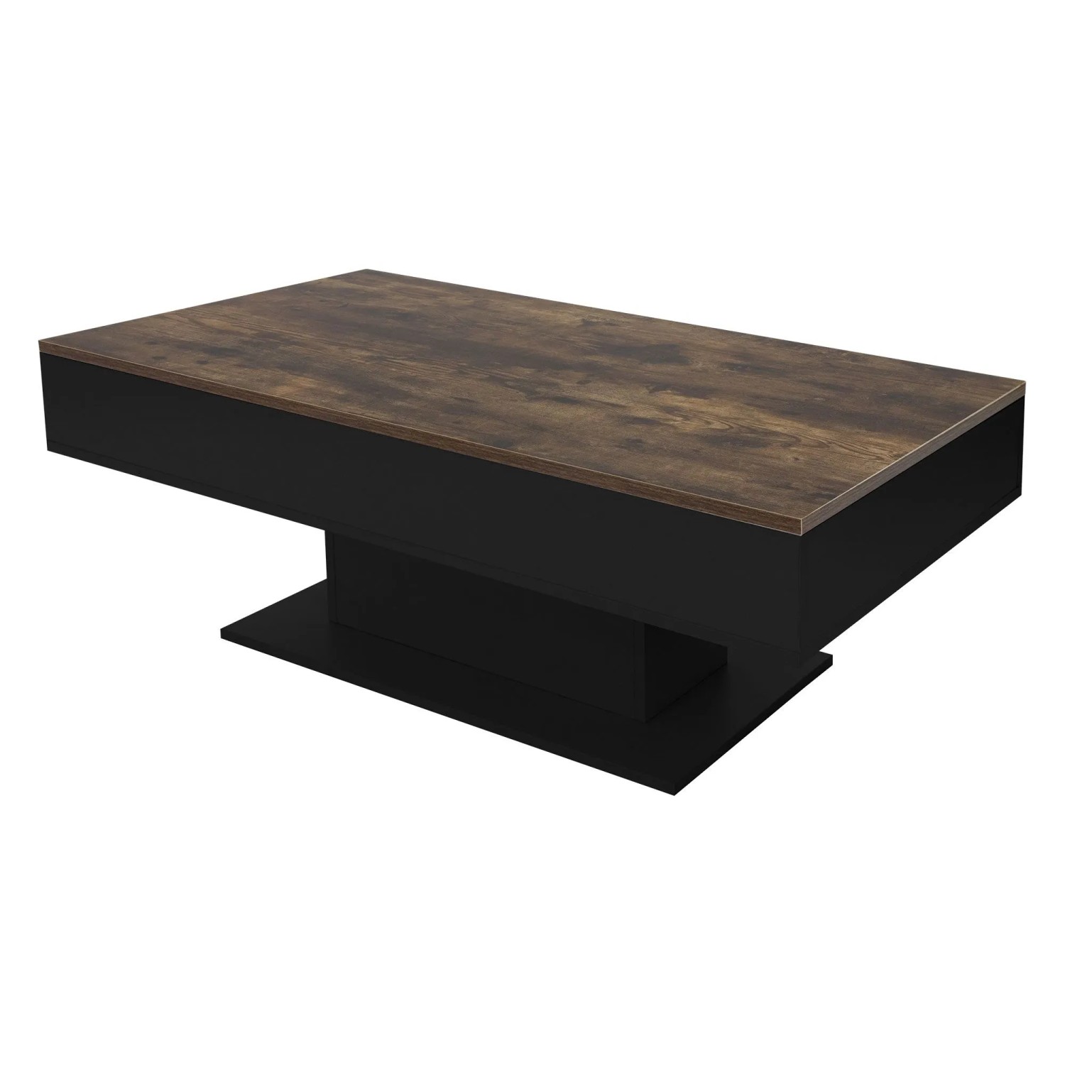 ML-Design Couchtisch 110x60x40 cm Holz-Optik/Schwarz mit 2 Staufächern