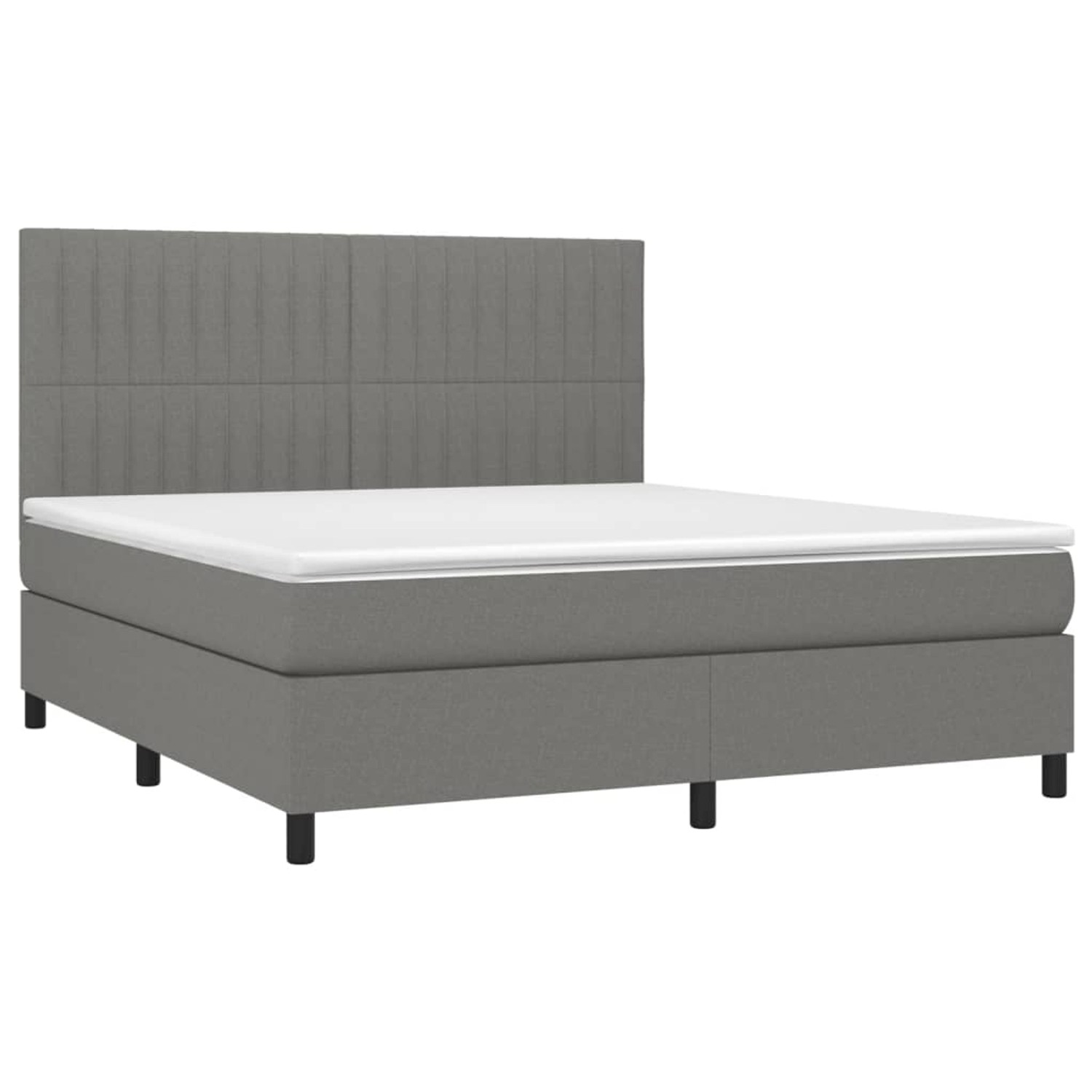 vidaXL Boxspringbett mit Matratze & LED Dunkelgrau 160x200 cm Stoff 3135046 günstig online kaufen