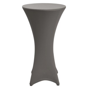 Anthrazitfarbene Stretch Stehtischhusse für Bistrotisch ø80-85cm. Formschöner Bezug aus elastischem Stoff.