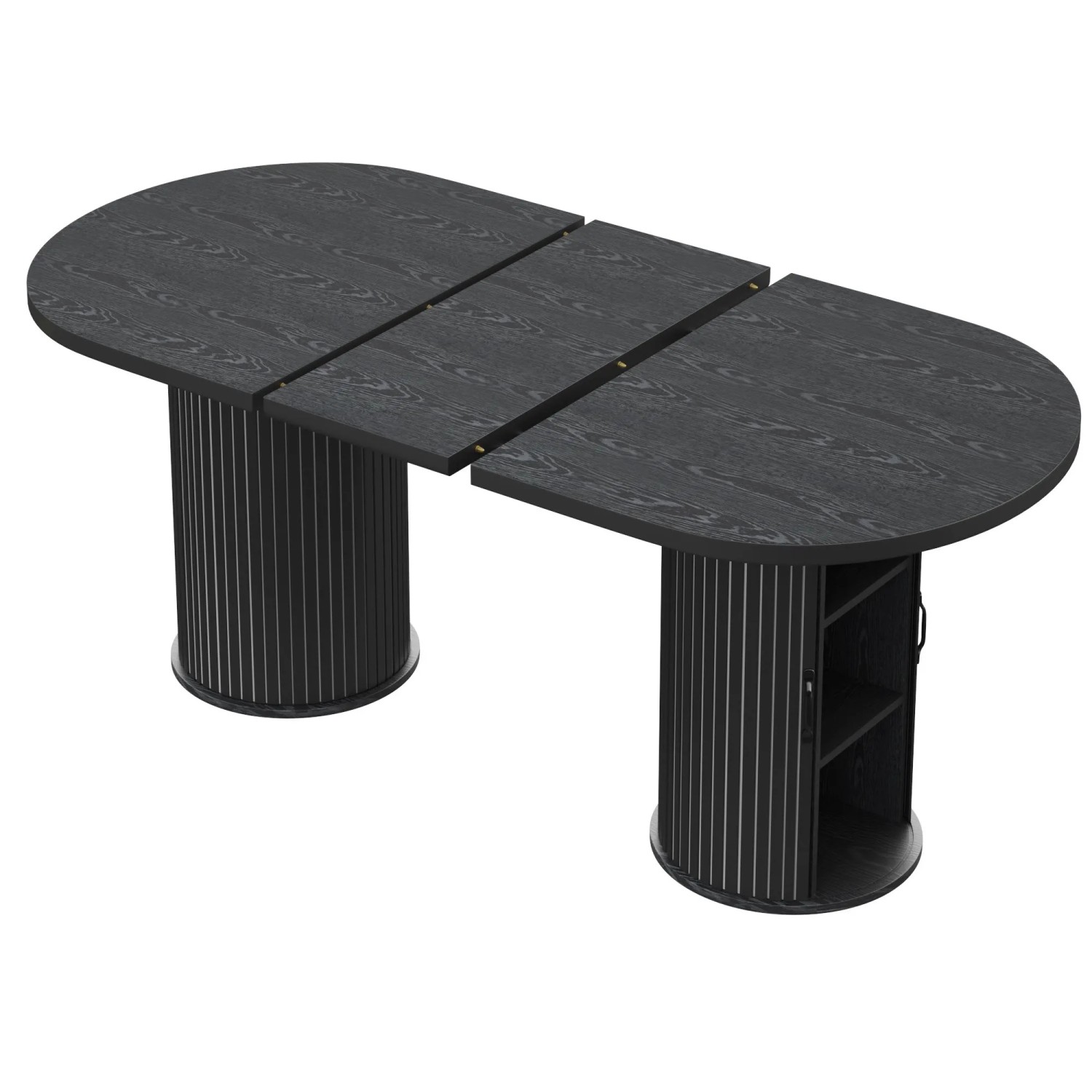 Merax Esstisch 150x190 cm Schwarz Ausziehbar Metallgriffe Stauraum