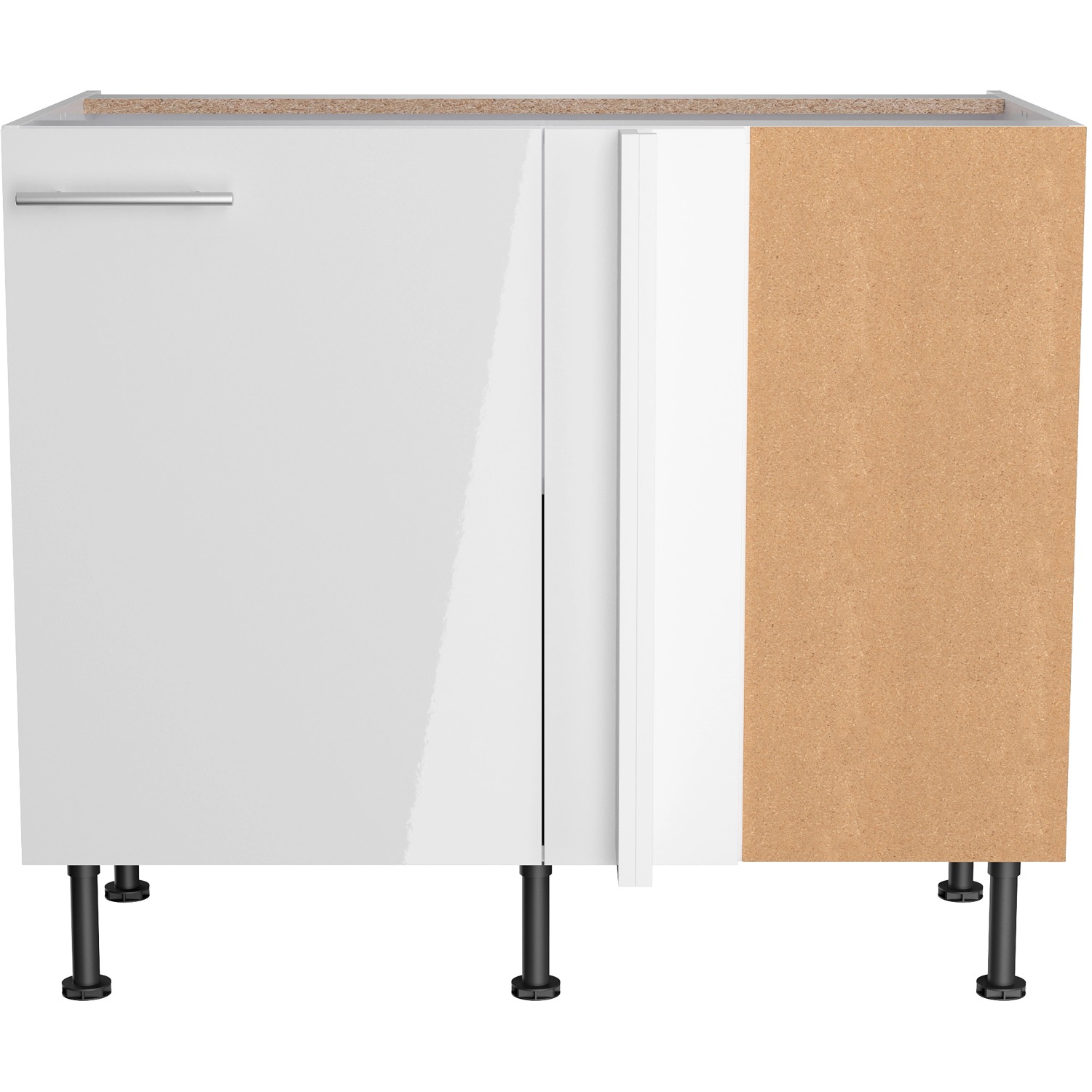 Optifit Eck-Unterschrank Rurik986, 100/65x87x58,4 cm, Weiß Glanz, mit Tür und Griff.