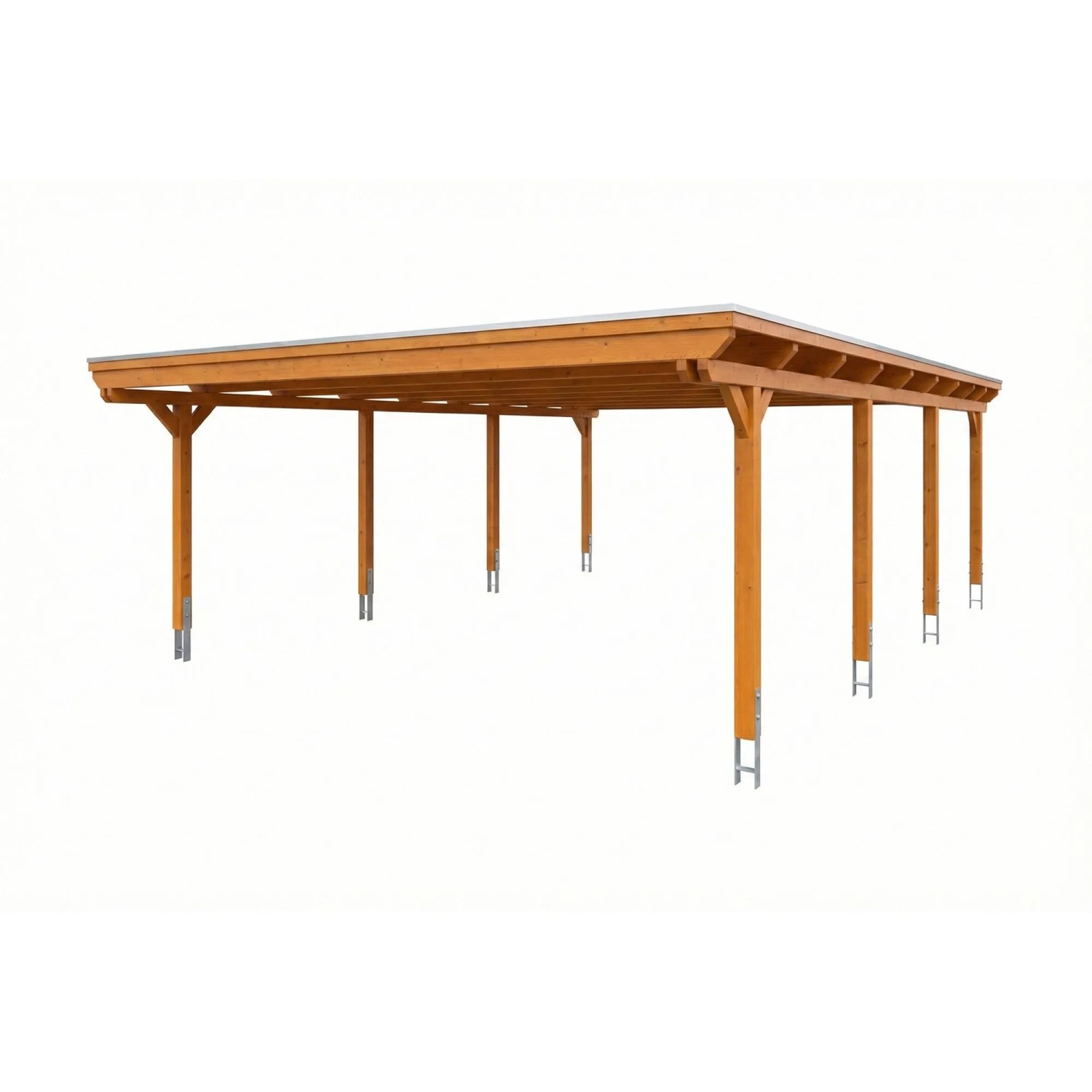 Skan Holz Carport Emsland EPDM-Dach 609 cm x 846 cm Eiche Hell