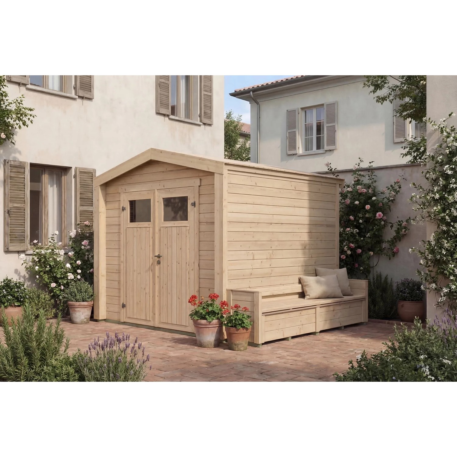 Weka Holz-Gartenhaus Killarney Satteldach Natur Unbehandelt 308 cm x 263 cm