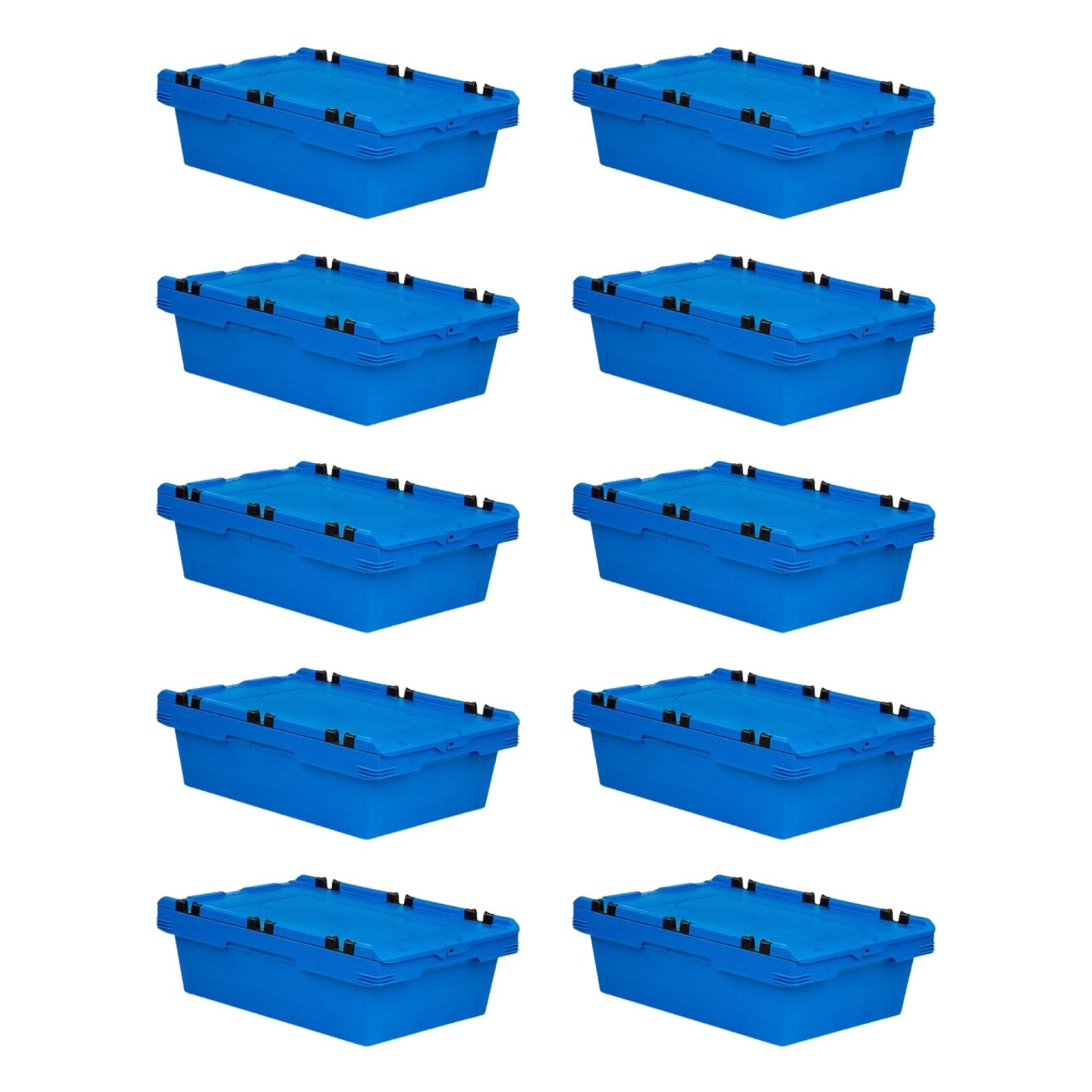 PROREGAL Mega Deal 10x Conical Mehrweg-Stapelbehälter mit Krokodildeckel Bl günstig online kaufen