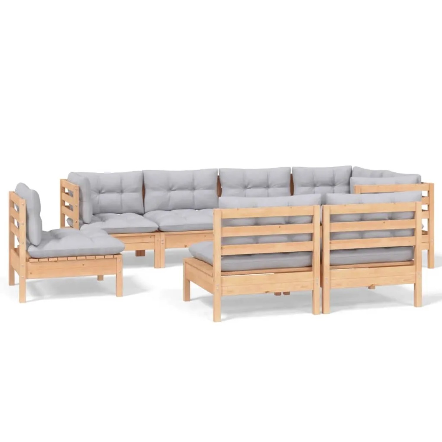 vidaXL 8-Tlg Garten-Lounge-Set mit Grauen Kissen Kiefer Massivholz 3096465 günstig online kaufen