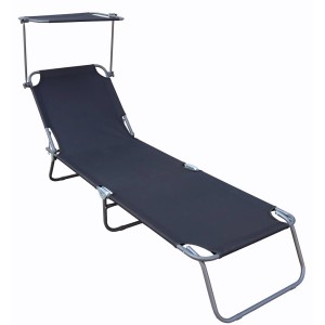 ebuy24 Lise Sonnenliege, zusammenklappbar, mit Dach, anthrazit. Gartenmöbel für entspannte Stunden.