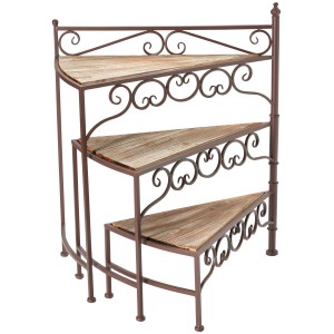 Dekorative Blumentreppe aus Metall und Holz, 65x56x32 cm, für Garten und Innenbereich.