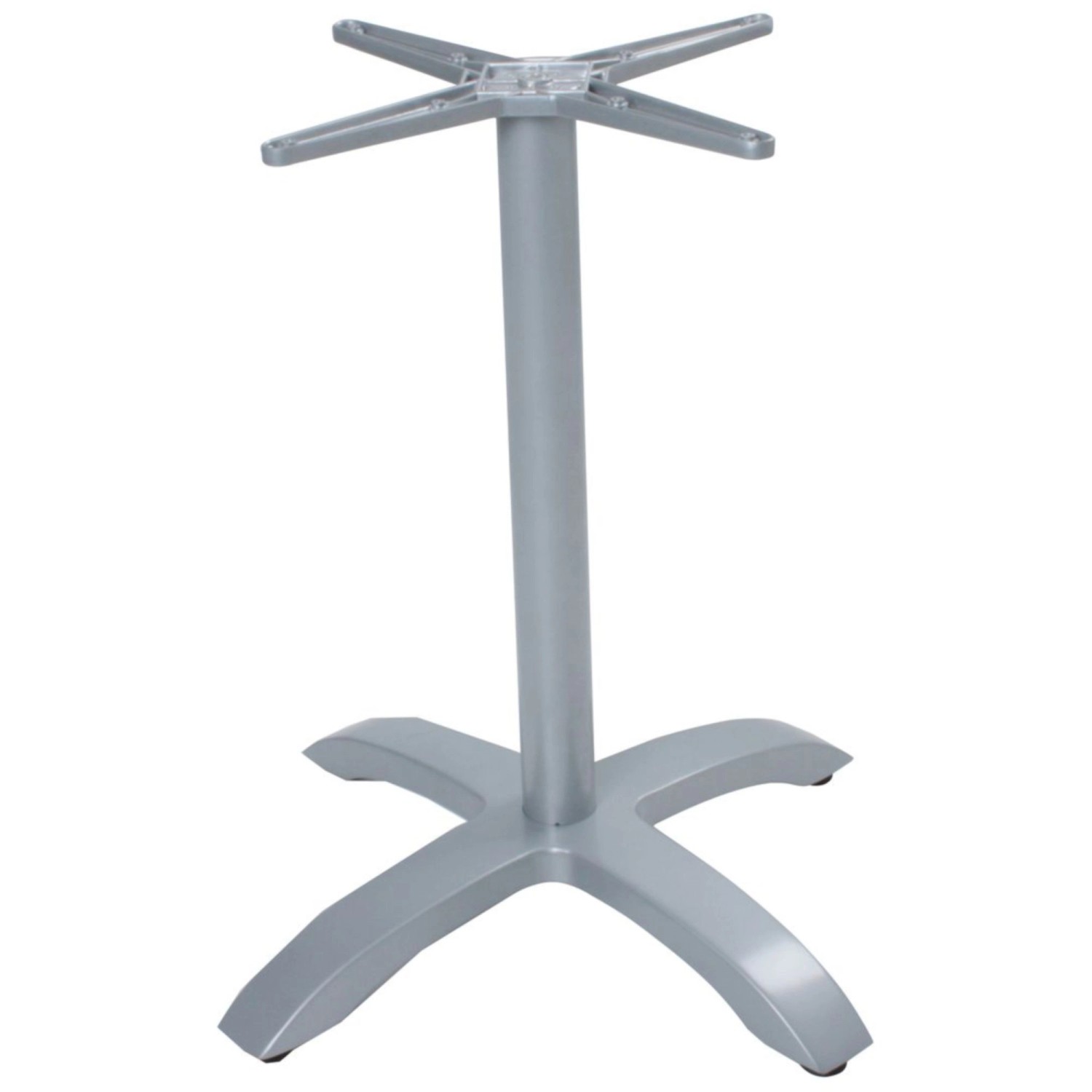 Silbernes 4-Fuß Tischgestell Picos aus Aluminium für Gartentische.