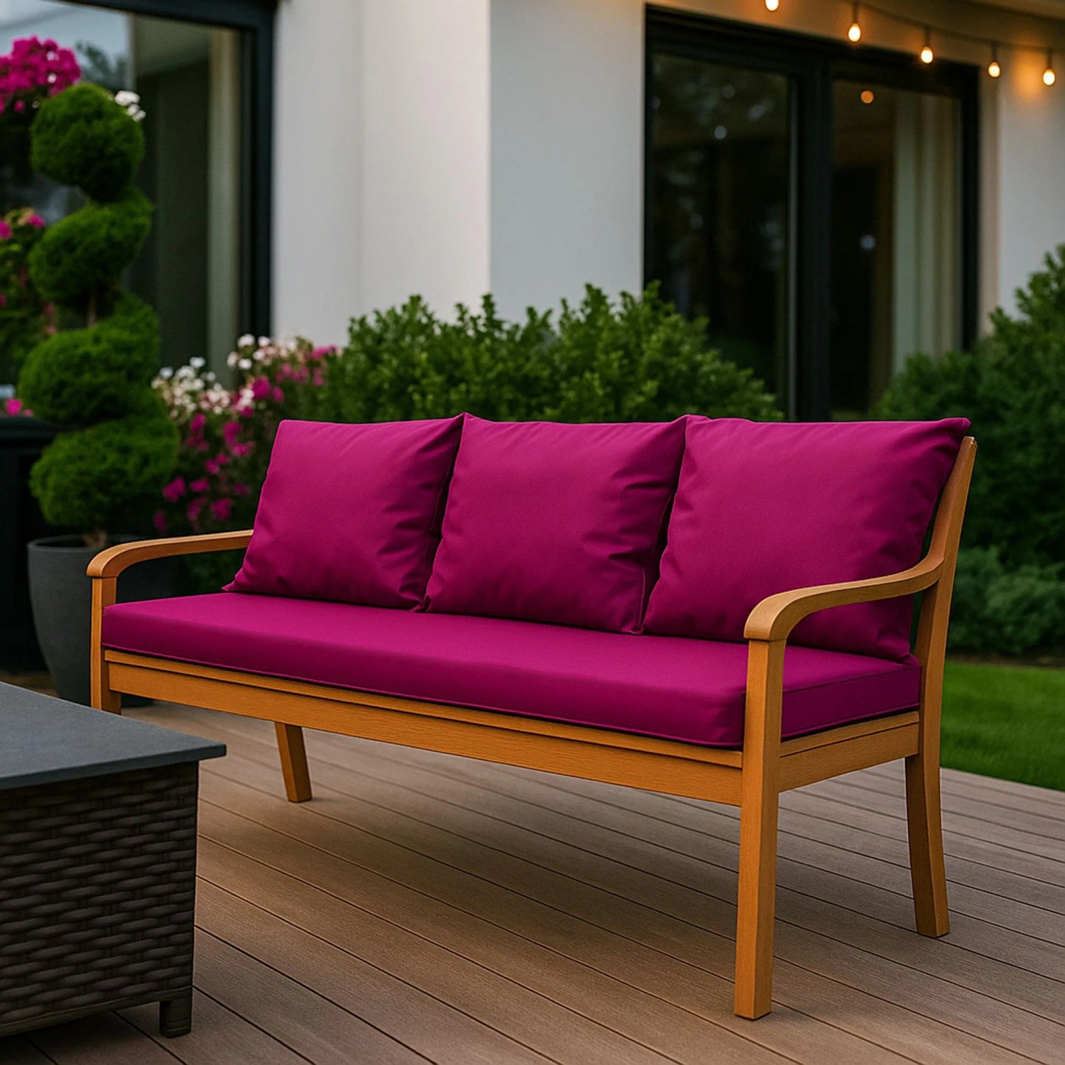 Setgarden Bankkissen-Set, rose, für 2-Sitzer Gartenbank: Sitzkissen und Rückenkissen für bequemes Sitzen.