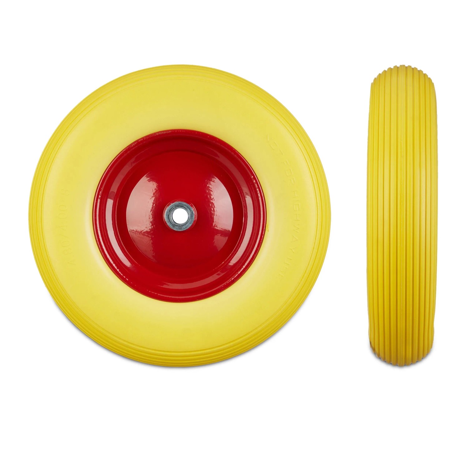 Relaxdays Schubkarrenrad Vollgummi Gelb Pannensicher Kugellager 39 cm x 9 cm