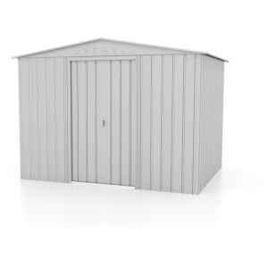 Globel Gerätehaus Tower 108, silber metallic, 296x237 cm. Metall Gerätehaus für Garten.