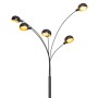 Design-Stehlampe Sixties Marmo, schwarz/gold, 5-flammig. Moderne Innenleuchte für Wohnzimmer & Schlafzimmer.