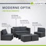 Juskys Polyrattan Lounge Salou, schwarz-graue Gartenmöbel Sitzgruppe mit Tisch, Sesseln und Hockern.