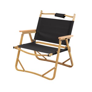 Jawinio Campingstuhl, faltbar, mit Holzarmlehnen, schwarz. Ideal für Outdoor, Camping & Garten.