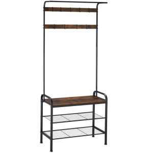 Tectake Garderobenständer Wichita Industrial Style Holz und Stahl  73 50 x 36 x 184 cm Industrial Holz Dunkel  Rustikal
