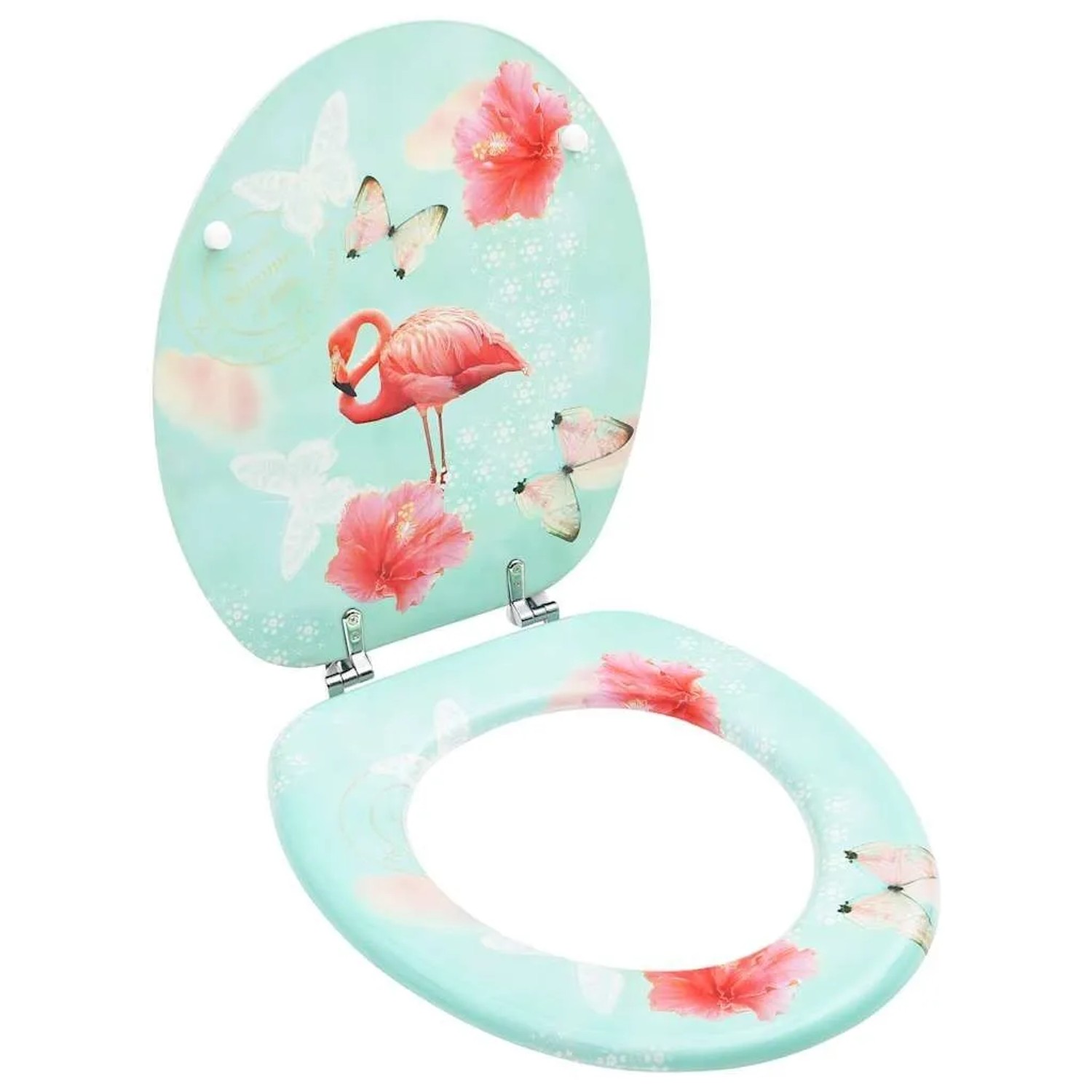 vidaXL Toilettensitz mit Deckel MDF Flamingo-Design 146905