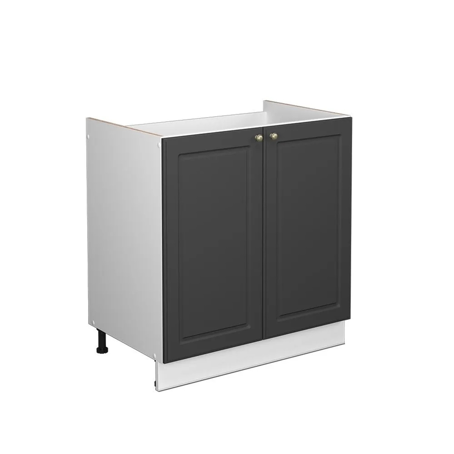 Vicco Spülenunterschrank Fame-Line Anthrazit-Gold Weiß 80 cm ohne Arbeitsplatte