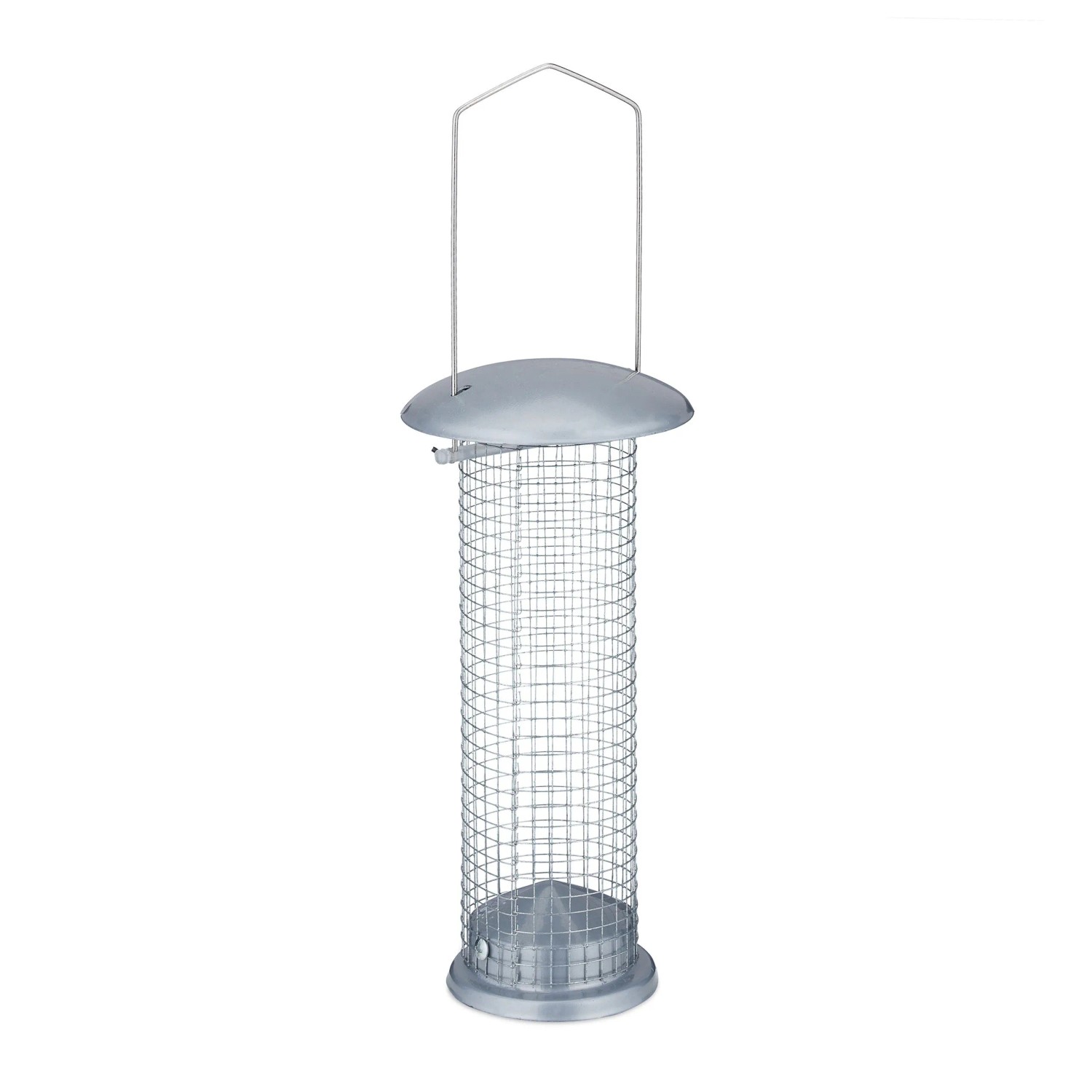Relaxdays Vogelfutterspender 2er Set Eisen Kunststoff Silber zum Aufhängen 33 cm x 10 cm 170 g