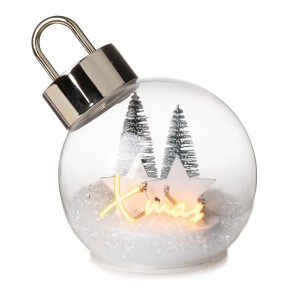 Weihnachtskugel mit LED-Beleuchtung, Stern, Tanne und Timer, Ø 11 cm, festliche Weihnachtsdekoration.