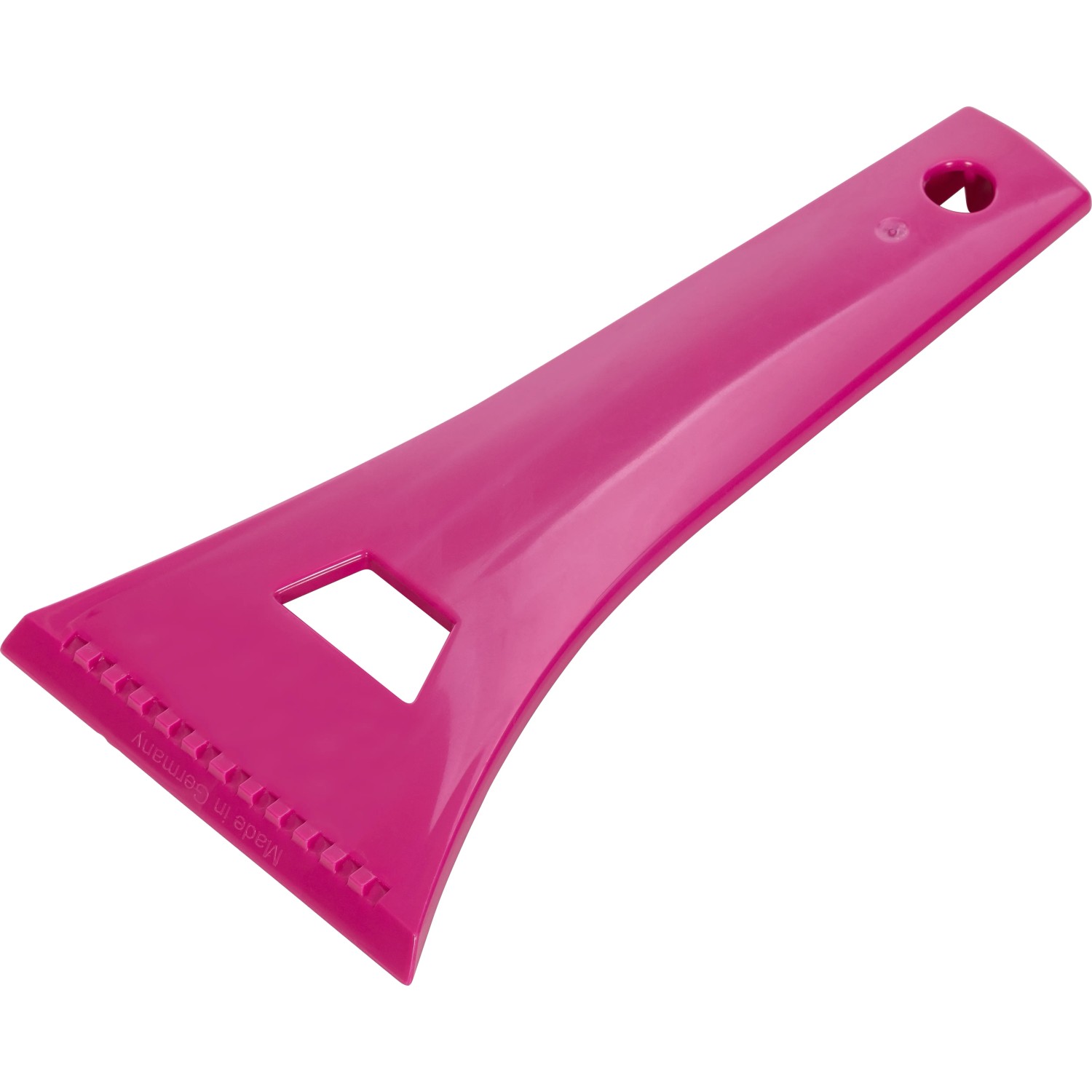 Pinker Eiskratzer Trend aus Kunststoff mit Griff und Schaberkante.