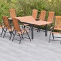 Merxx Athos 9-tlg. Gartenmöbel-Set mit Ausziehtisch (180/250x100cm) und 8 Klappsesseln aus Akazienholz und Aluminium.