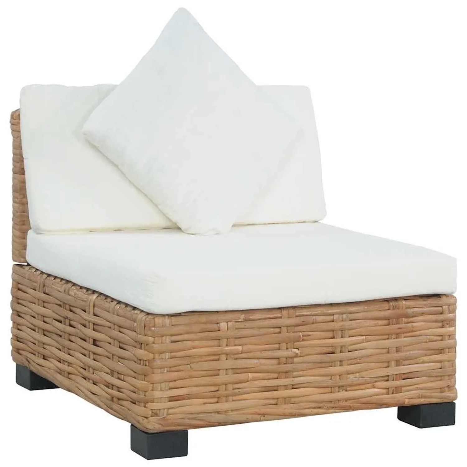 vidaXL Sofa ohne Armlehnen mit Kissen Natur Rattan 286280