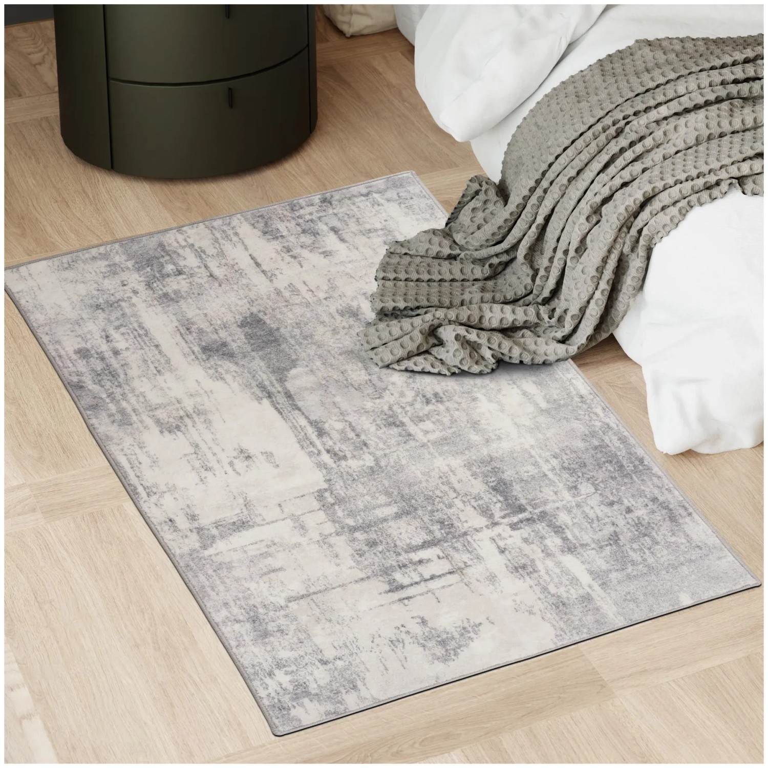 Tectake Vintage Designer Teppich Nadira Verschiedene Größen Abstraktes  Verwaschenes Muster 80 x 150 cm 150 x 80 x 0 60 cm Beige Grau