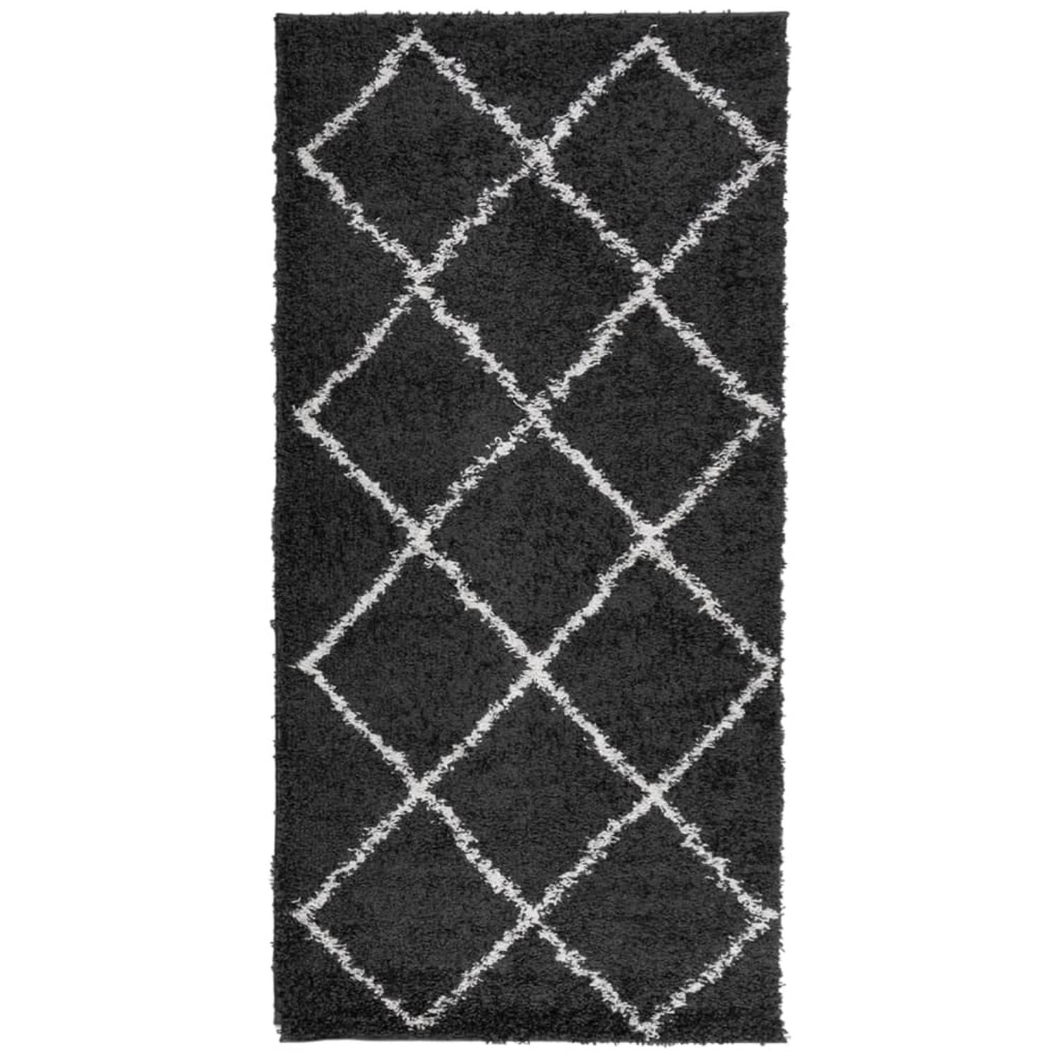 vidaXL Teppich Shaggy Hochflor Modern Schwarz Und Creme 100x200 Cm 1955849 günstig online kaufen