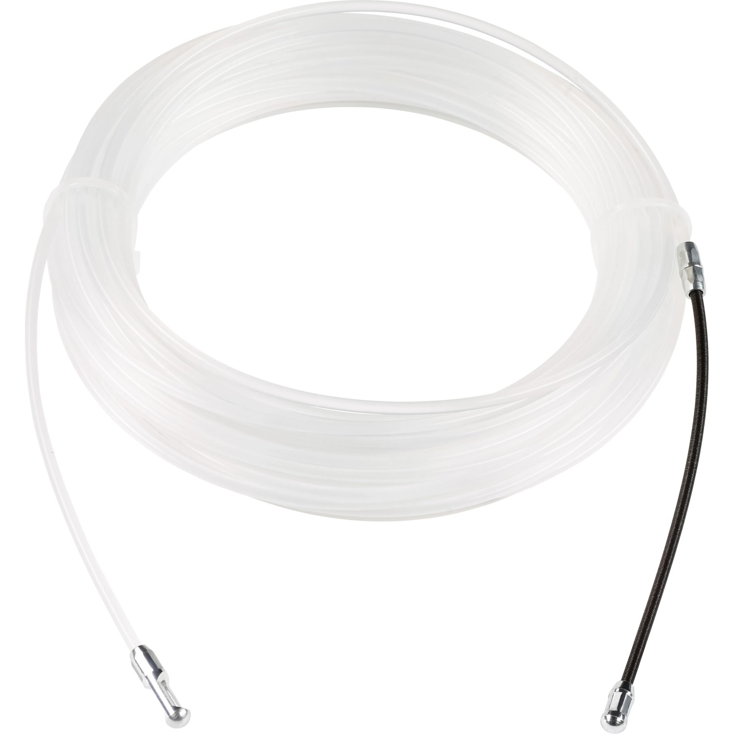 Transparente PVC-Einziehspirale, 15 m, zum Durchziehen von Kabeln in Leerrohren.