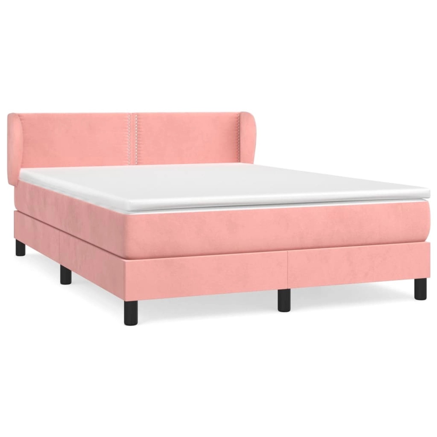 vidaXL Boxspringbett mit Matratze Rosa 140x200 cm Samt1395325 günstig online kaufen