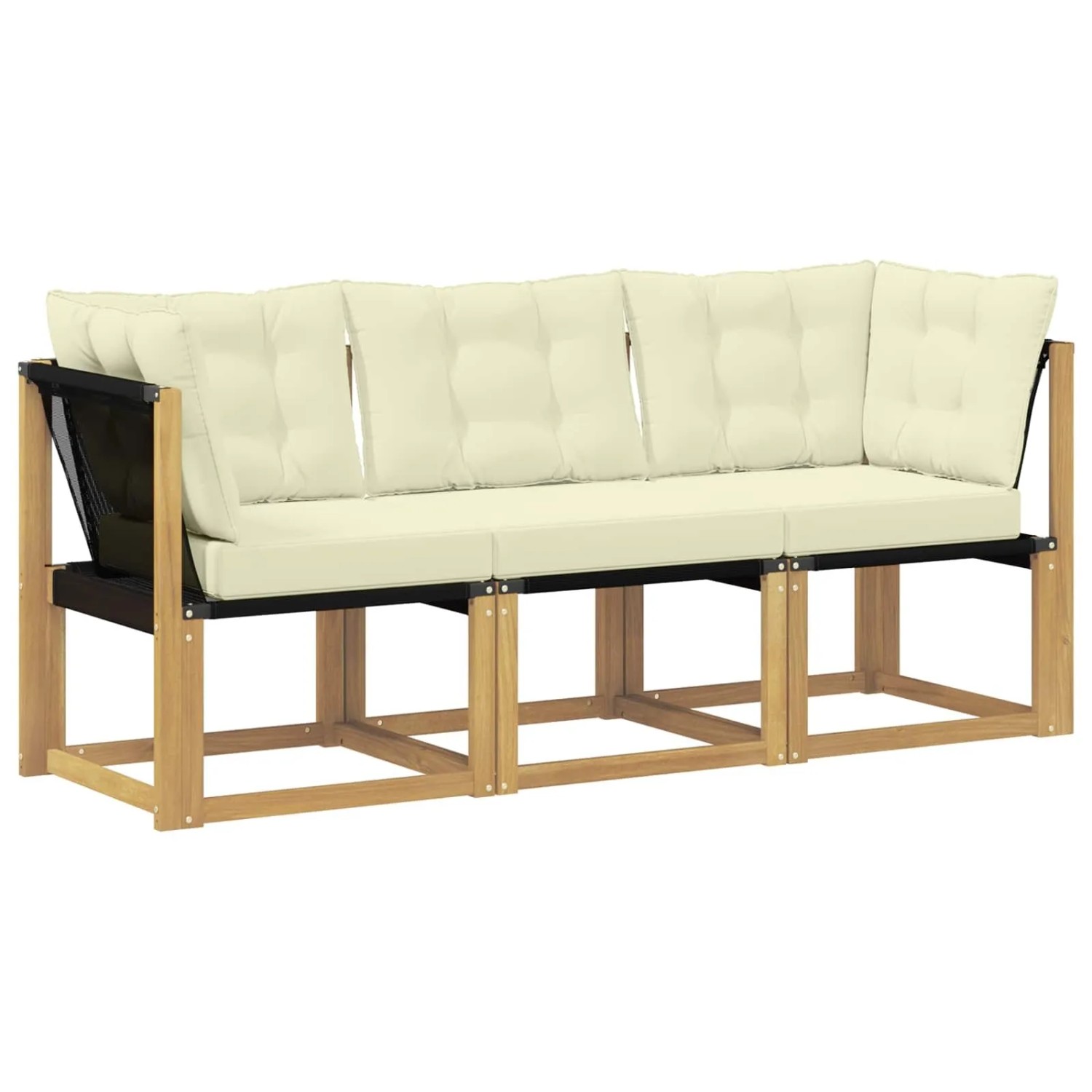 vidaXL Outdoor Mittel- und Ecksofa mit Kissen 3 Stück Weiß 901625