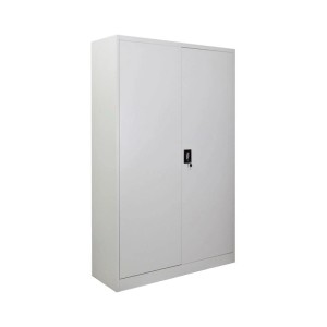 PROREGAL Flügeltürenschrank ELEPHANT Mit 2 Türen Abschließbar HxBxT 180x120x40cm 4 Ebenen Stahl Pulverbeschichtet Lichtgrau Spind Aktenschrank