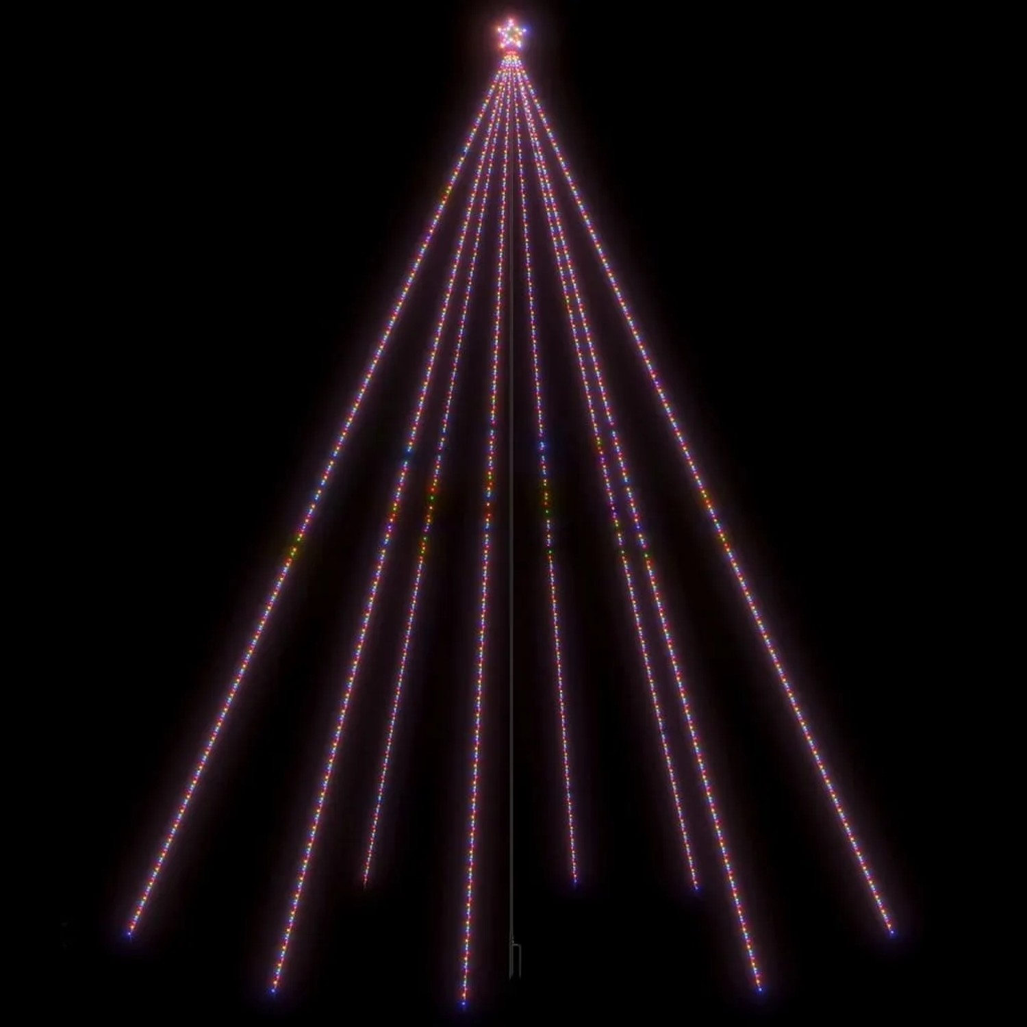 Bunte vidaXL Weihnachtsbaum-Lichterkette mit 1300 LEDs für Innen und Außen, 8m hoch.