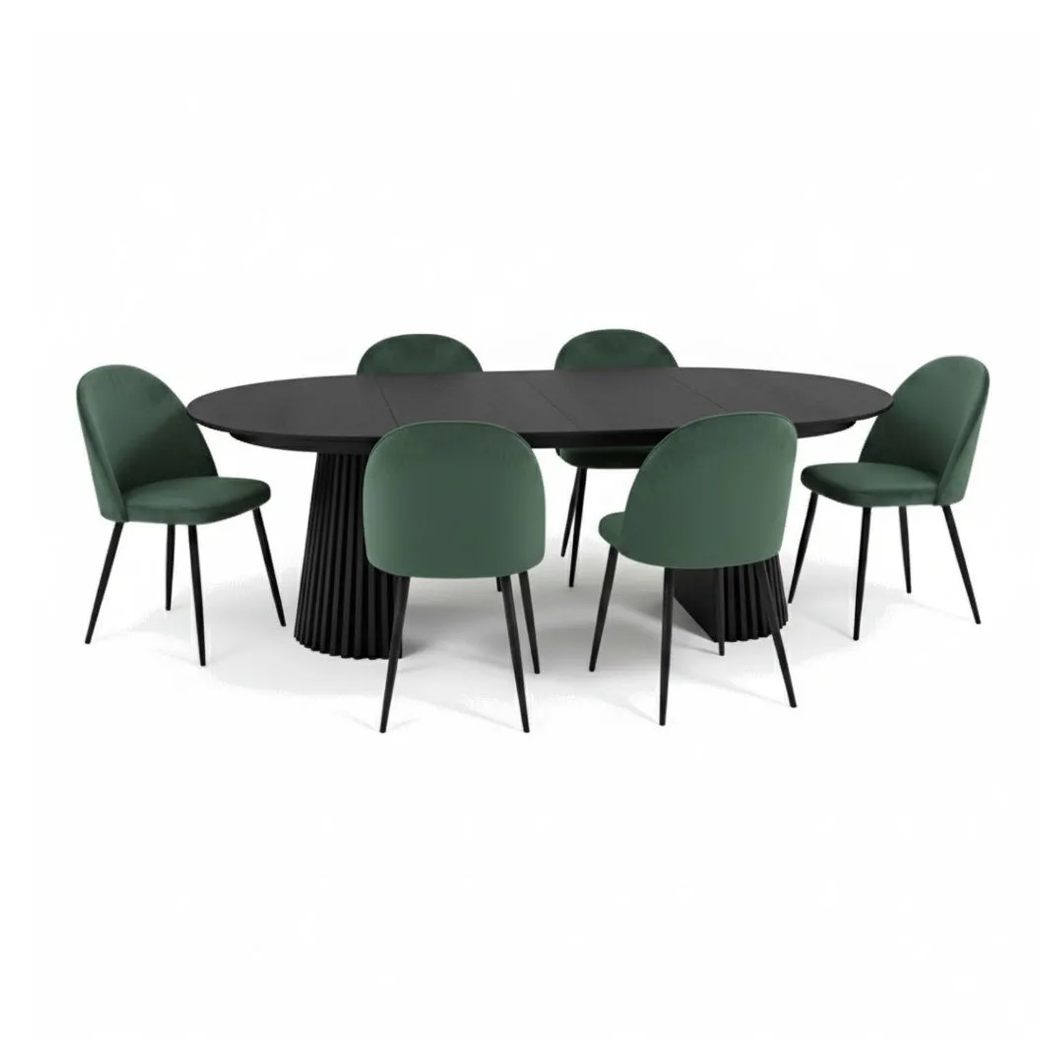 ebuy24 Tokyo Essgruppe Esstisch Schwarz 6 Stühle Aus Grünem Velours