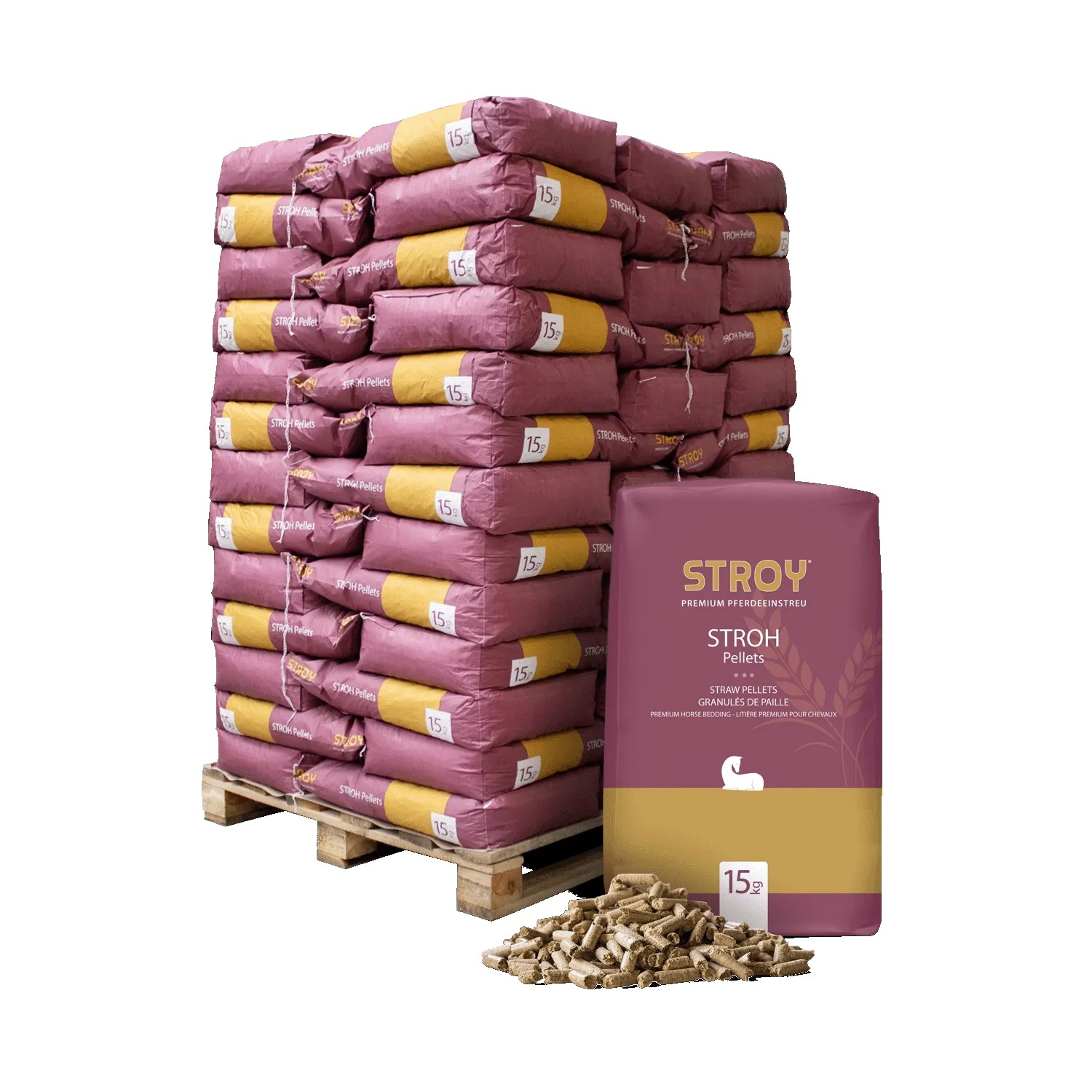 STROY Strohpellet-Einstreu Strohpellets Einstreu (Palette, 65-tlg)