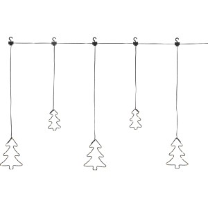 LED Lichtervorhang Tannen Schwarz für Außen, batteriebetrieben, mit warmweißen LEDs.