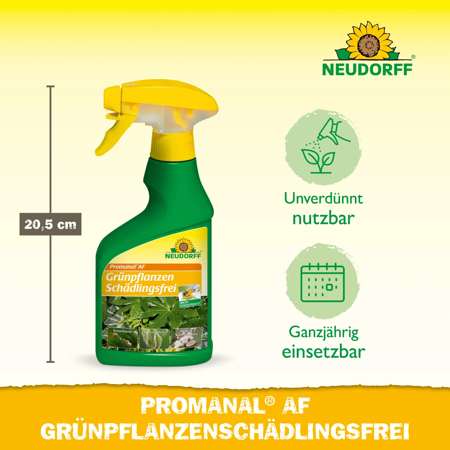 Neudorff Promanal AF Grünpflanzen Schädlingsfrei 250ml Flasche mit Sprühkopf.