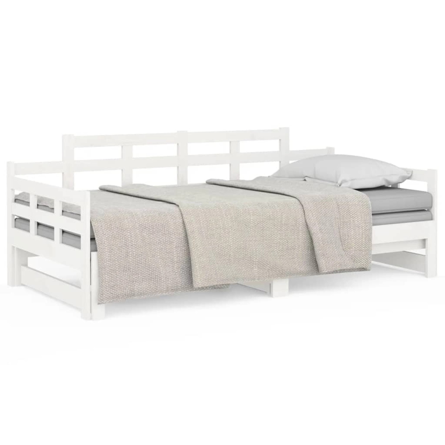 vidaXL Gästebett Tagesbett Gästebett Ausziehbar Weiß Massivholz Kiefer 2x80 günstig online kaufen