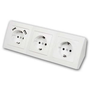 McPower Steckdosenblock Flair, 3-fach, weiß, mit 2 USB-A Anschlüssen für Schalterprogramme.