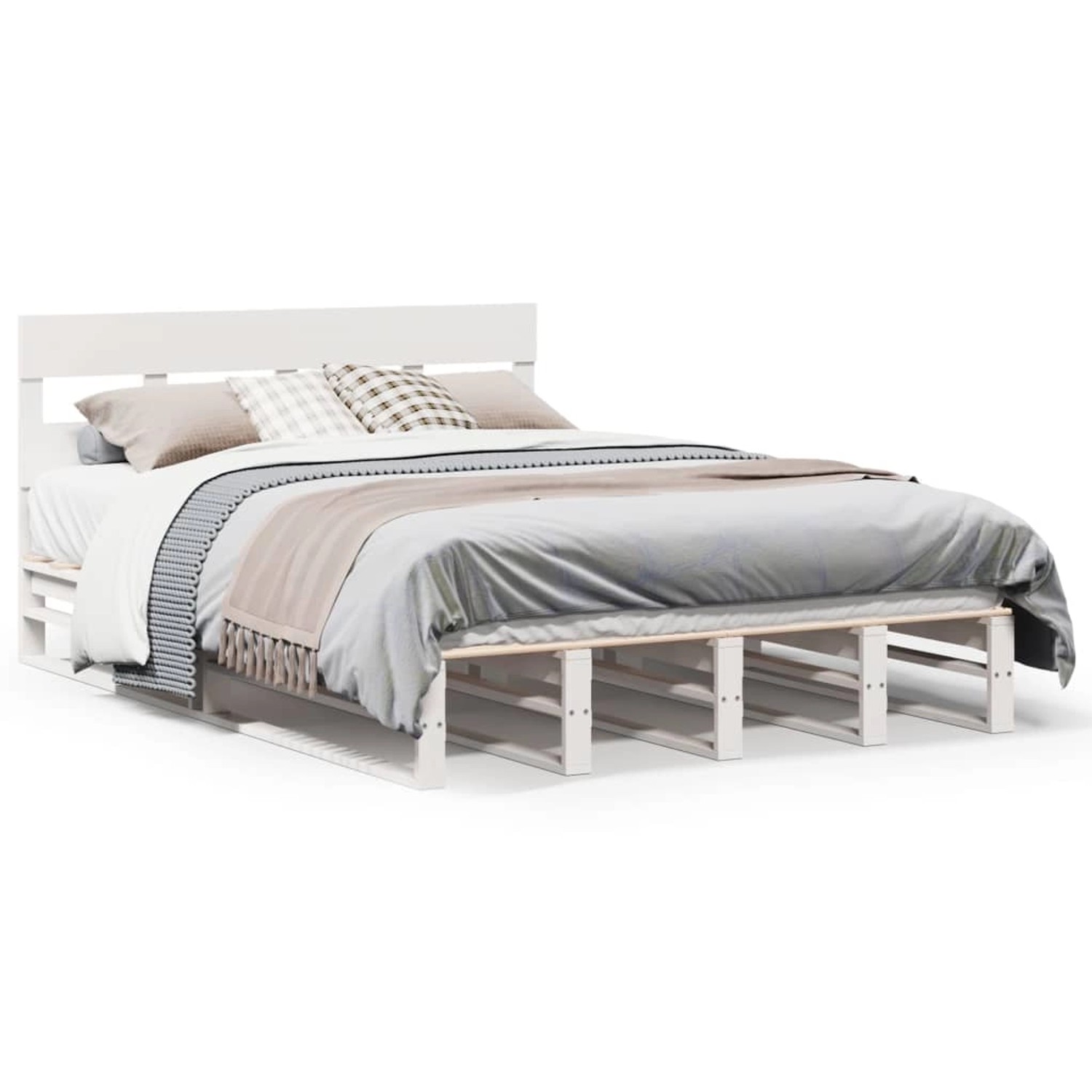 vidaXL Massivholzbett ohne Matratze Weiß 140x200 cm Kiefernholz 3302295 günstig online kaufen